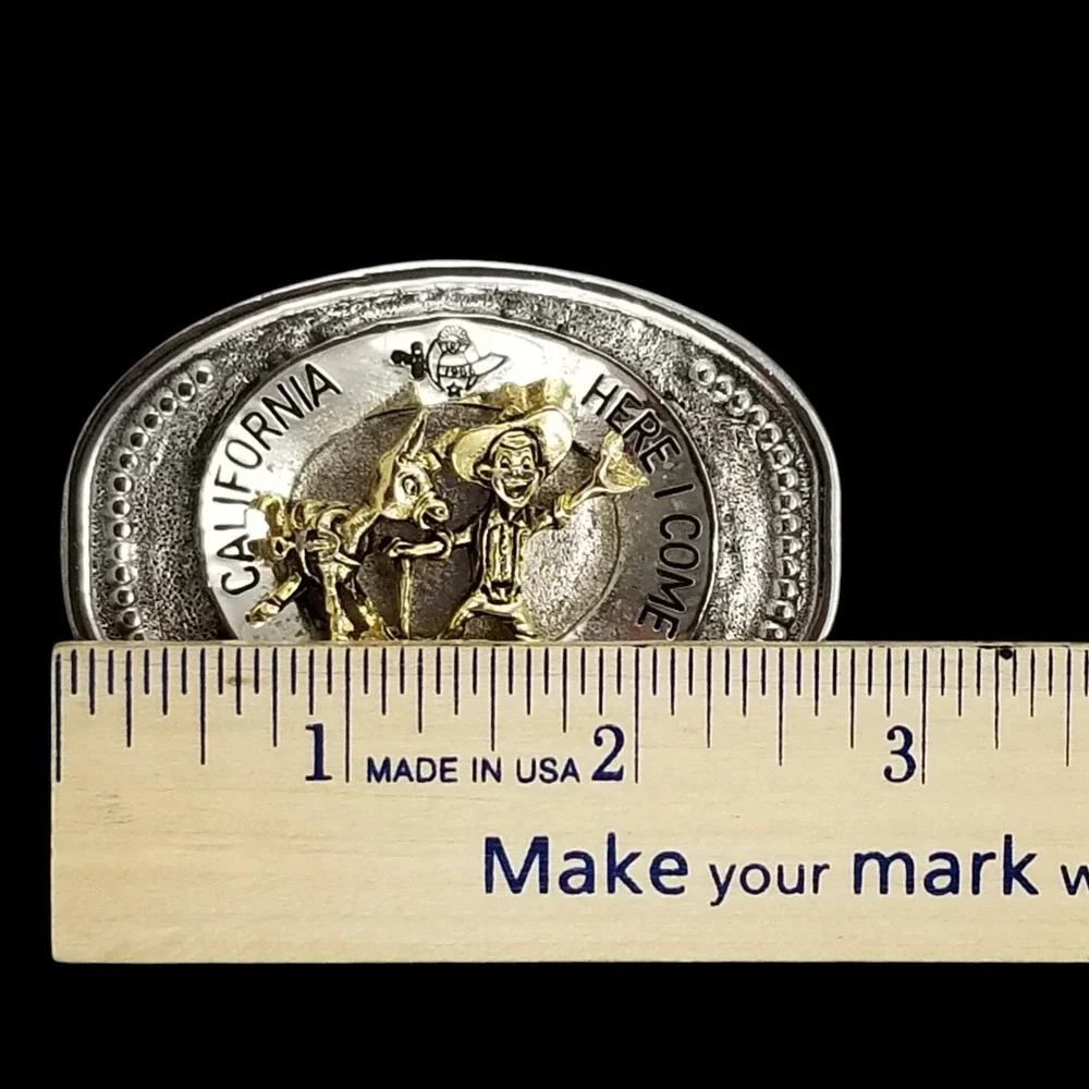 1986 Freemasons Shriners‎ Mason California Here I Come Belt Buckle Gold Rush